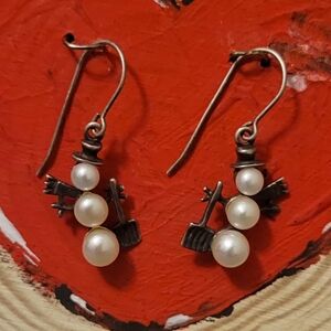 Vintage Shube's for SILPADA Sterling Silver Freshwater Pearl Snowman Earrings